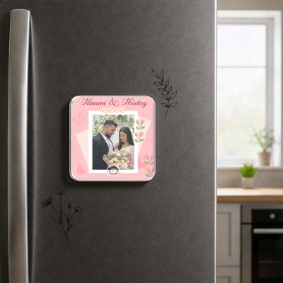 Long Distance Relationship Gift Personalised Musical Fridge Magnet with Custom Photo, Rechargeable Battery, Type-C USB Charging Memory Photo Fridge Magnet